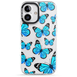 iPhone 16 Pro Max Blue Butterflies Black Impact Phone Case