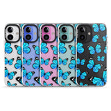 iPhone 16 Pro Max Blue Butterflies Black Impact Phone Case