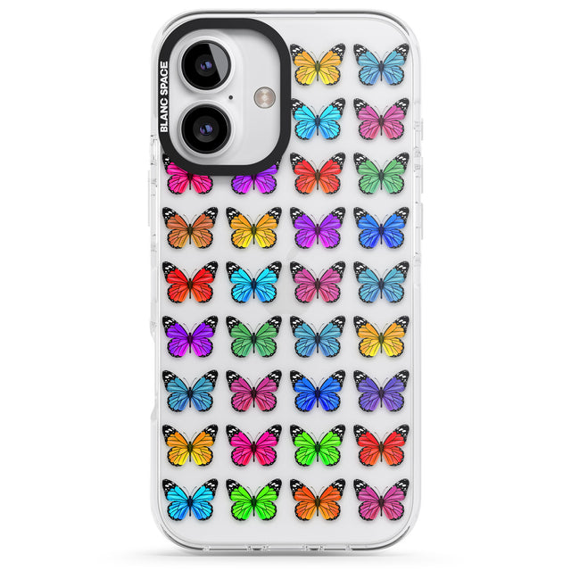 iPhone 16 Pro Max Colourful Butterfly Pattern Black Impact Phone Case