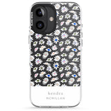 iPhone 16 Pro Max Personalised Grey & White Daisies Floral Design Black Impact Phone Case