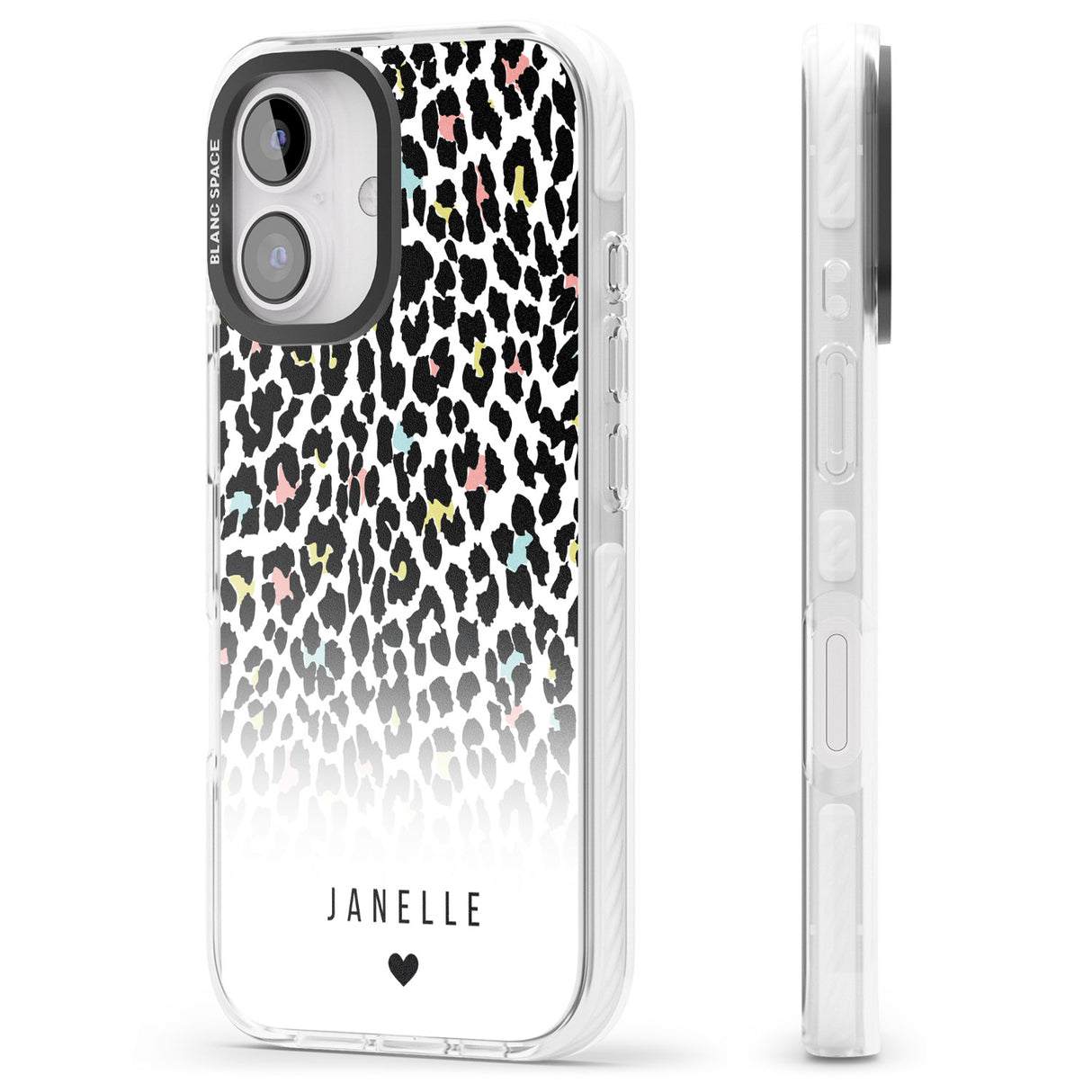 iPhone 16 Pro Max Personalised Pastel Leopard Spots Black Impact Phone Case