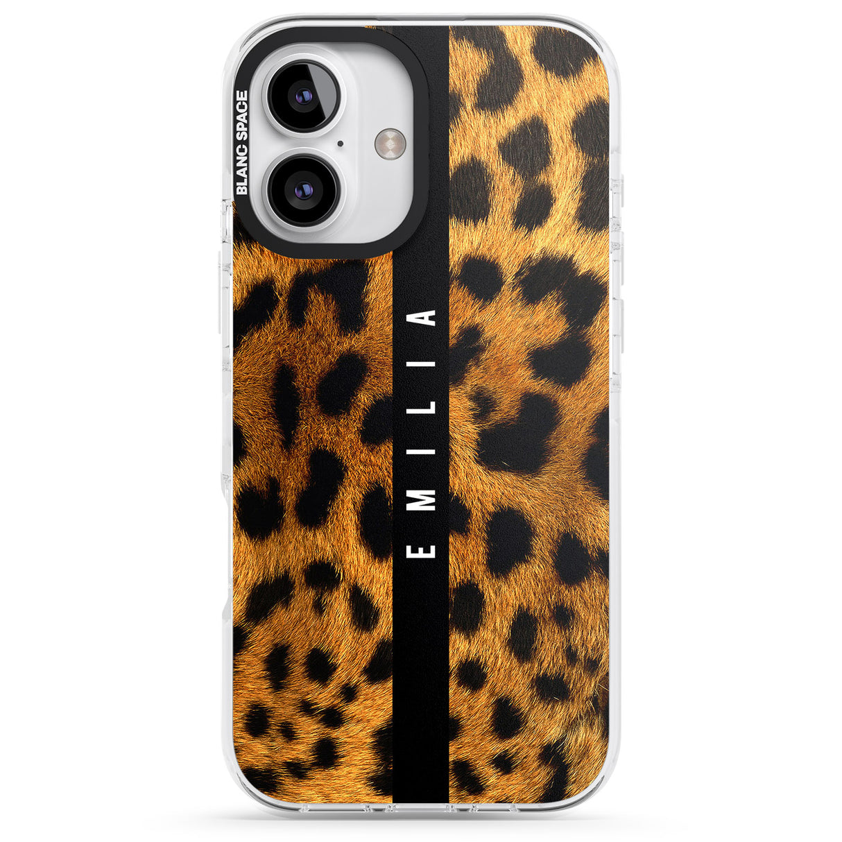 iPhone 16 Pro Max Personalised Leopard Print Black Impact Phone Case