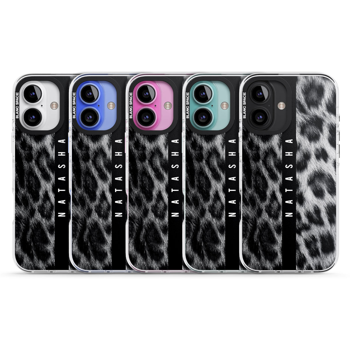 iPhone 16 Pro Max Personalised Snow Leopard Print Black Impact Phone Case