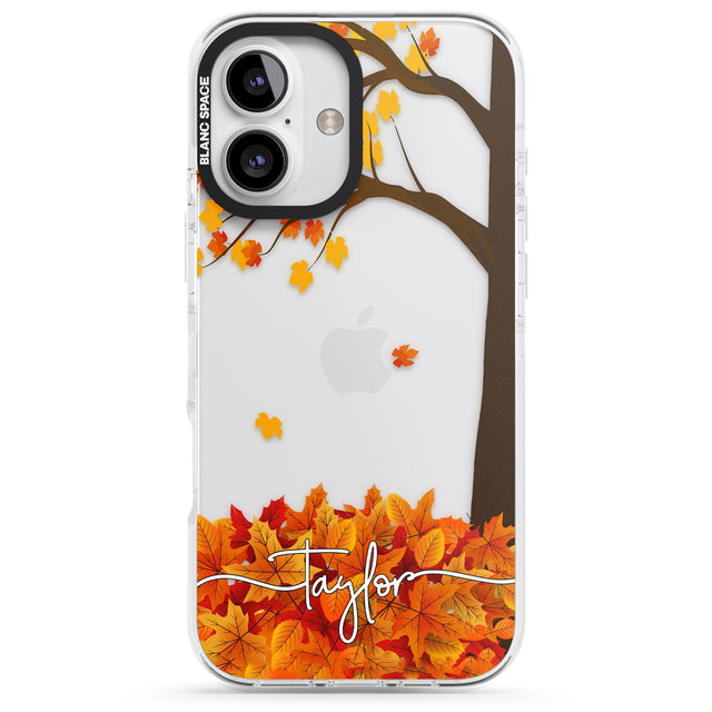 iPhone 16 Pro Max Personalised Autumn Leaves Black Impact Phone Case