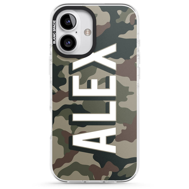 iPhone 16 Pro Max Personalised Classic Green Camo Black Impact Phone Case