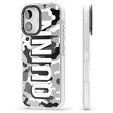 iPhone 16 Pro Max Personalised Greyscale Camo Black Impact Phone Case