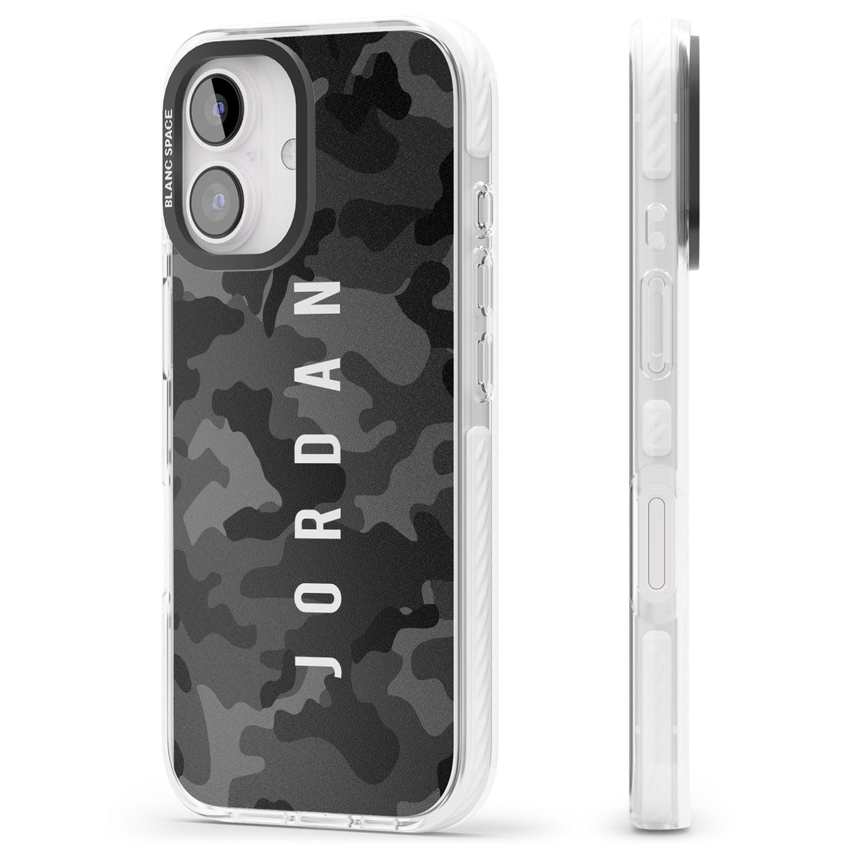 iPhone 16 Pro Max Personalised Small Vertical Name Black Camouflage Black Impact Phone Case