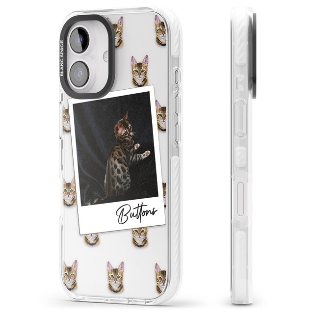 iPhone 16 Pro Max Personalised Bengal Cat Photo Black Impact Phone Case