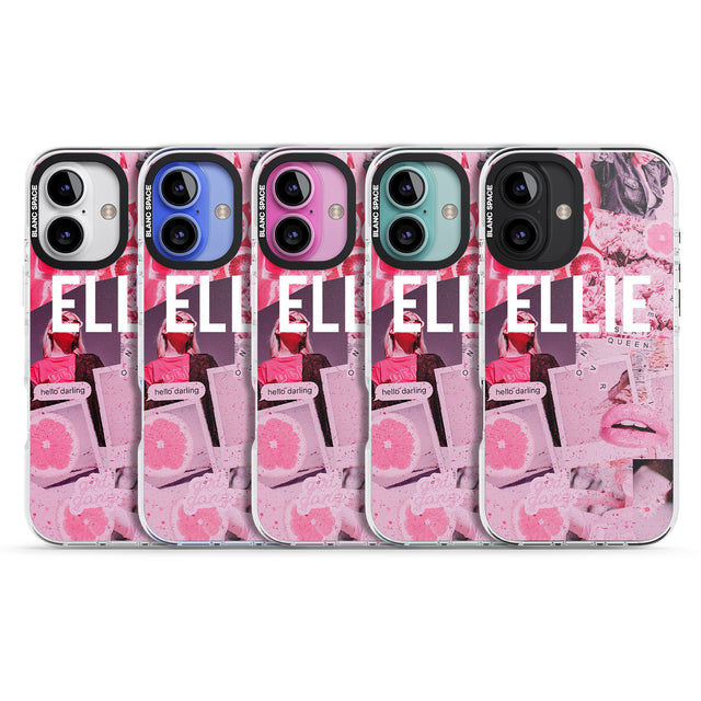 iPhone 16 Pro Max Personalised Sweet Pink Fashion Collage Black Impact Phone Case