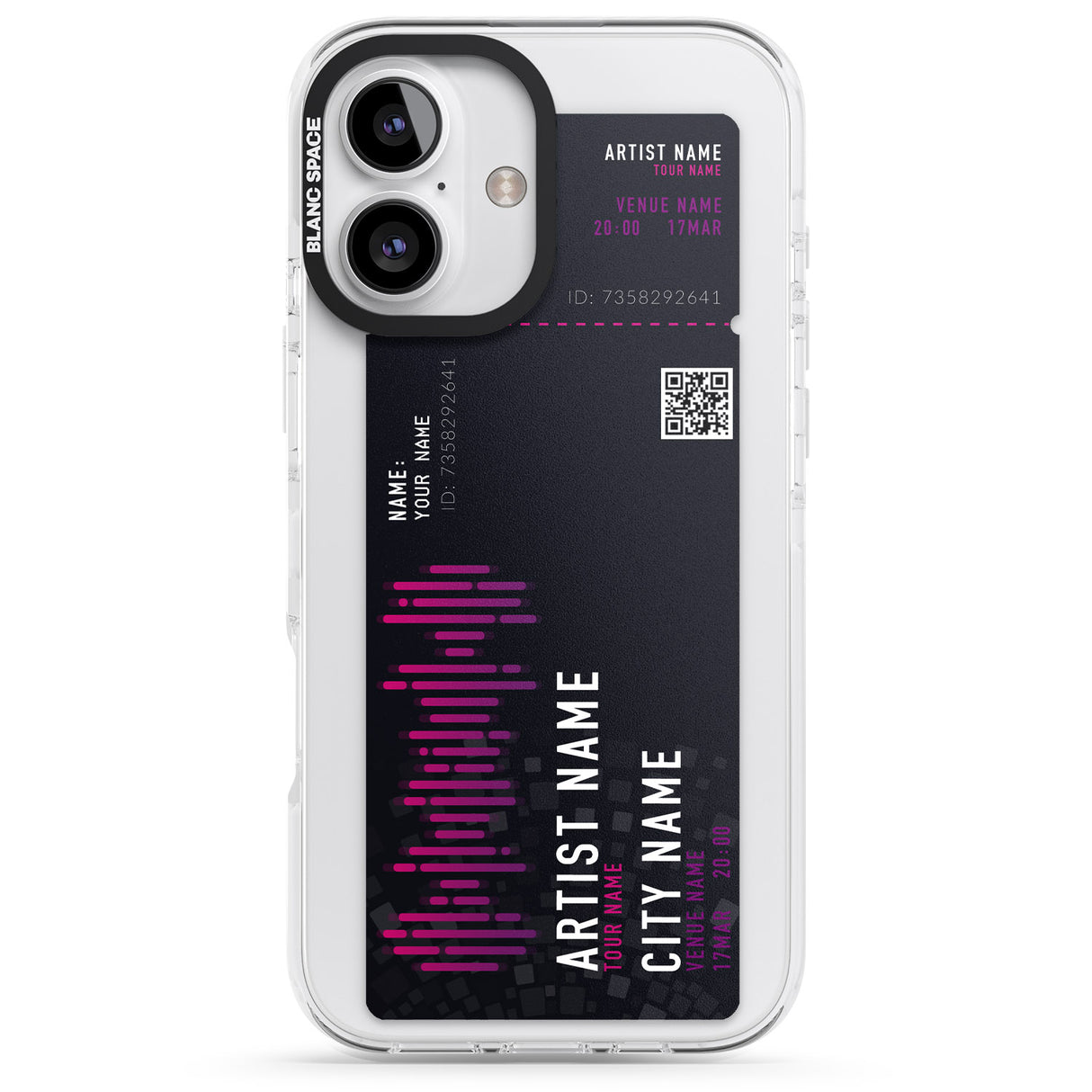 iPhone 16 Pro Max Personalised Concert Ticket Black Impact Phone Case