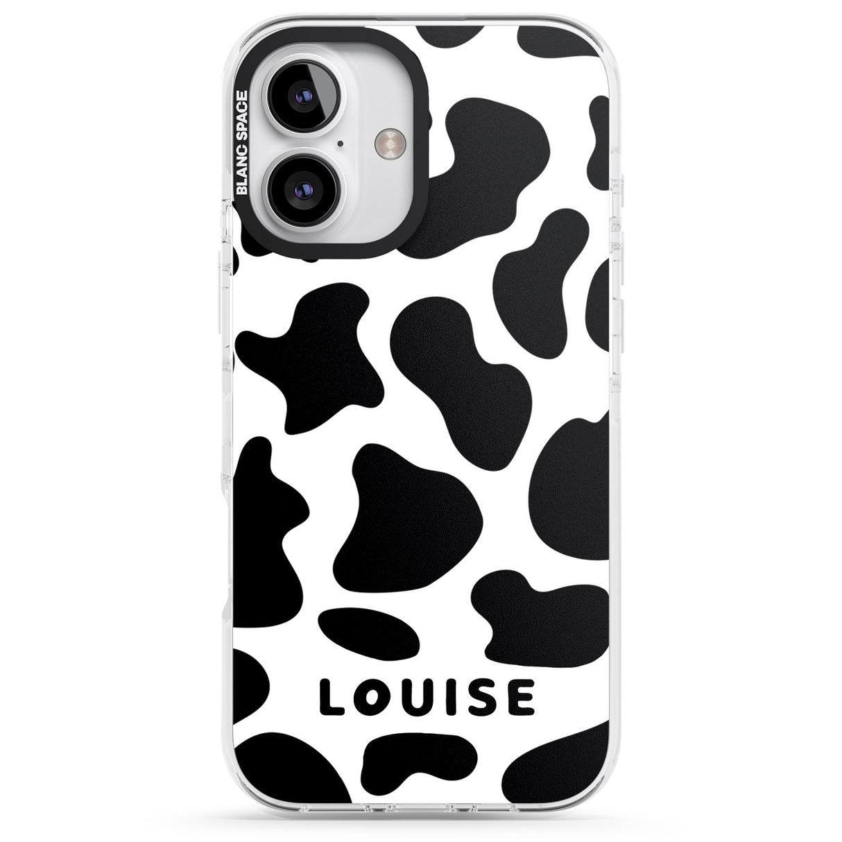 iPhone 16 Pro Max Personalised Cow Print Black Impact Phone Case