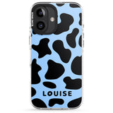 iPhone 16 Pro Max Personalised Blue and Black Cow Print Black Impact Phone Case