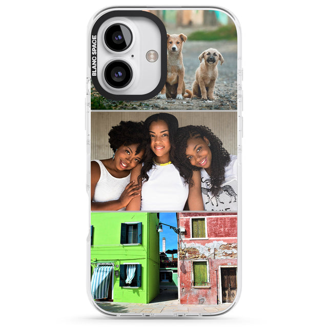 iPhone 16 Pro Max Personalised 3 Photo Grid Black Impact Phone Case