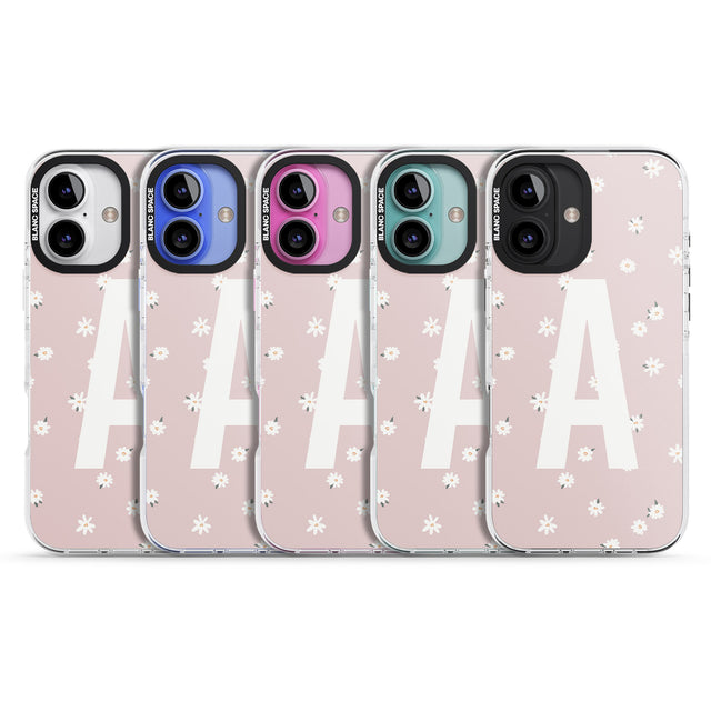 iPhone 16 Pro Max Personalised Pink Daisy Personalised Black Impact Phone Case