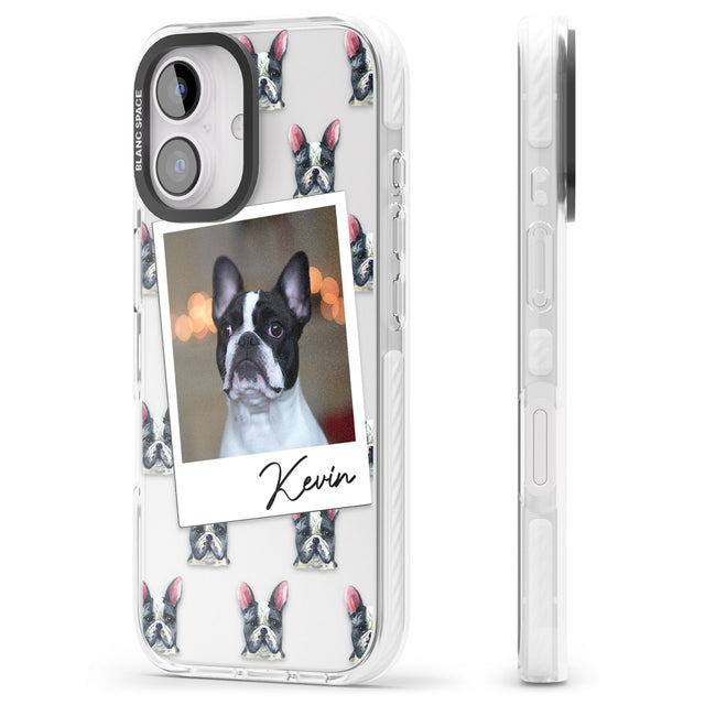 iPhone 16 Pro Max Personalised French Bulldog, Black & White - Dog Photo Black Impact Phone Case