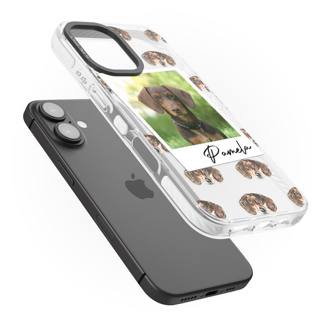 iPhone 16 Pro Max Personalised Dachshund, Brown - Dog Photo Black Impact Phone Case