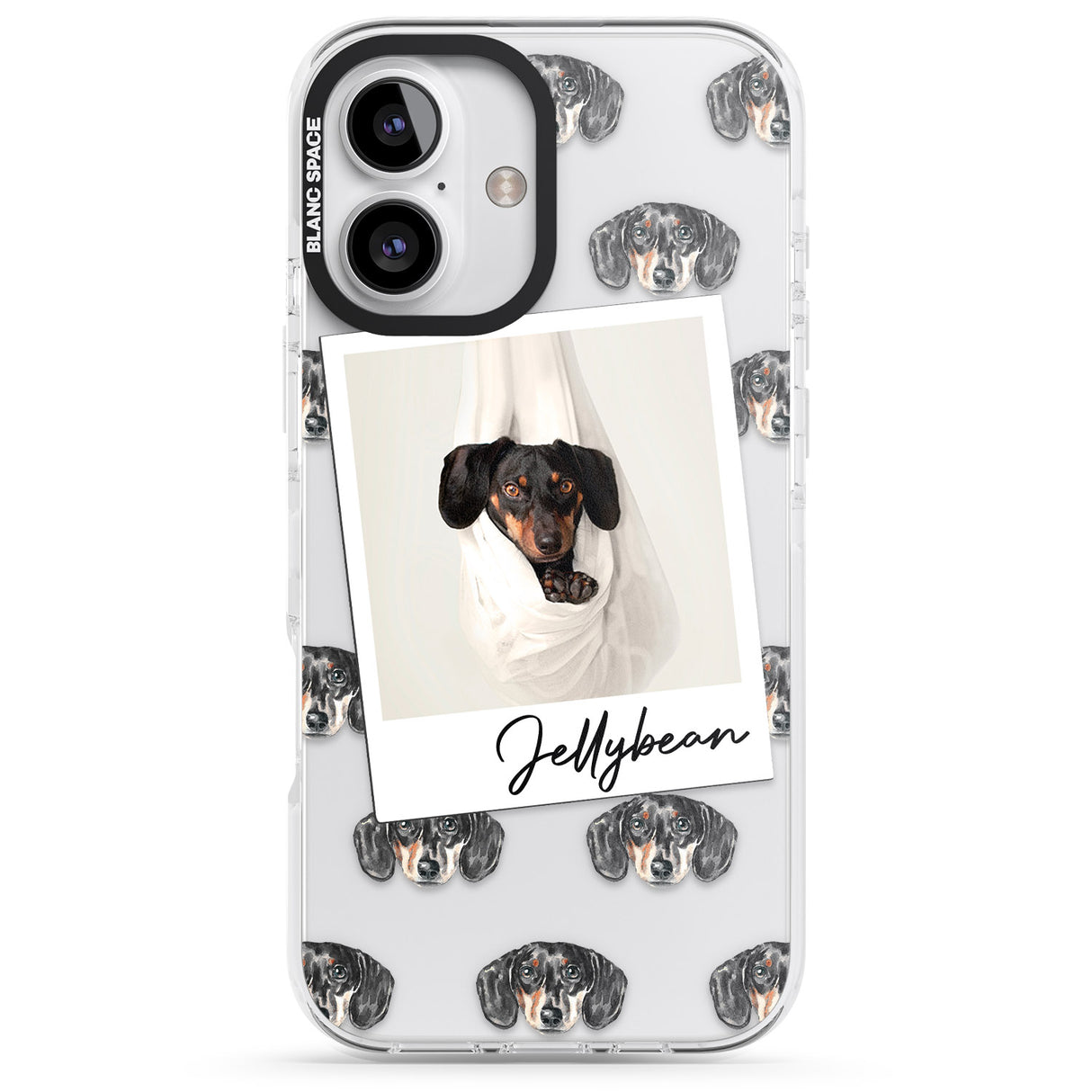 iPhone 16 Pro Max Personalised Dachshund, Black- Dog Photo Black Impact Phone Case