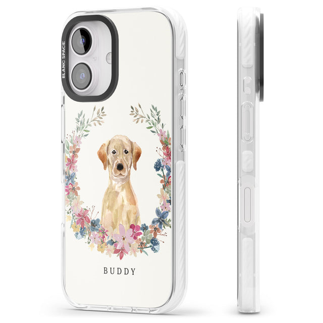 iPhone 16 Pro Max Personalised Yellow Labrador Retriever Dog Portrait Black Impact Phone Case