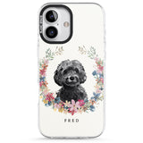 iPhone 16 Pro Max Personalised Black Cockapoo - Watercolour Dog Portrait Black Impact Phone Case