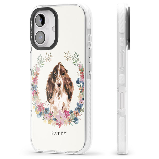 iPhone 16 Pro Max Personalised Brown Cocker Spaniel - Watercolour Dog Portrait Black Impact Phone Case