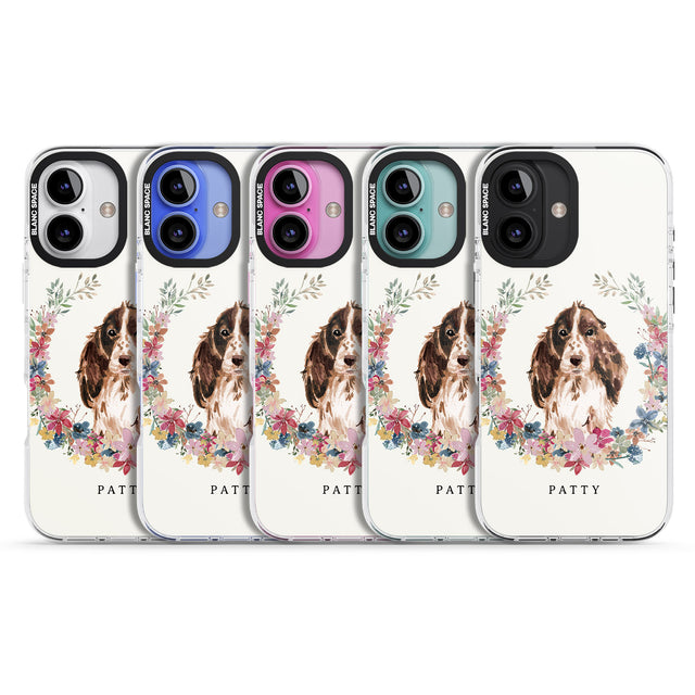 iPhone 16 Pro Max Personalised Brown Cocker Spaniel - Watercolour Dog Portrait Black Impact Phone Case