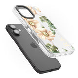 iPhone 16 Pro Max Personalised Clear Vintage Floral Cream Anemones Black Impact Phone Case