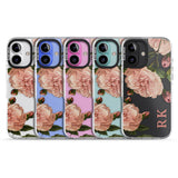 iPhone 16 Pro Max Personalised Clear Vintage Floral Pale Pink Peonies Black Impact Phone Case