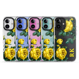 iPhone 16 Pro Max Personalised Clear Vintage Floral Yellow Roses Black Impact Phone Case