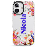 iPhone 16 Pro Max Personalised Text with Floral Borders Black Impact Phone Case