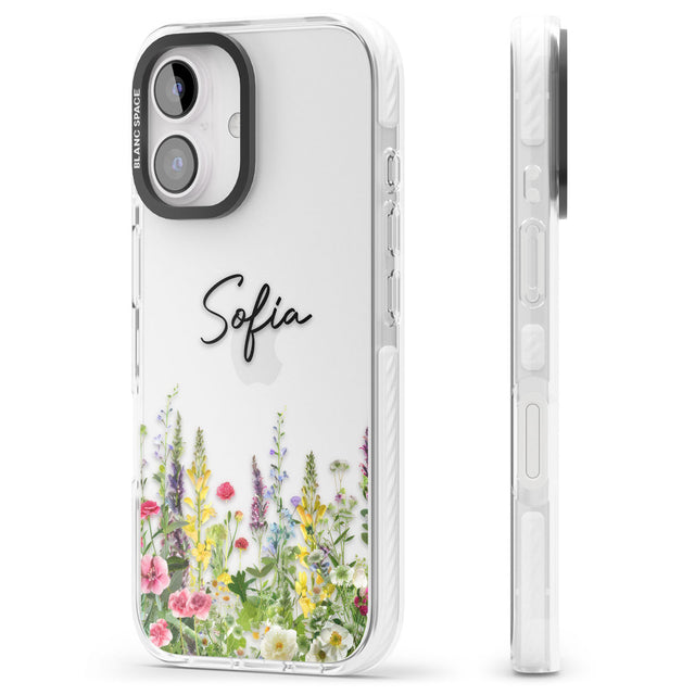 Personalised Garden Wildfowers Impact Phone Case for iPhone 16, iPhone 16 Plus