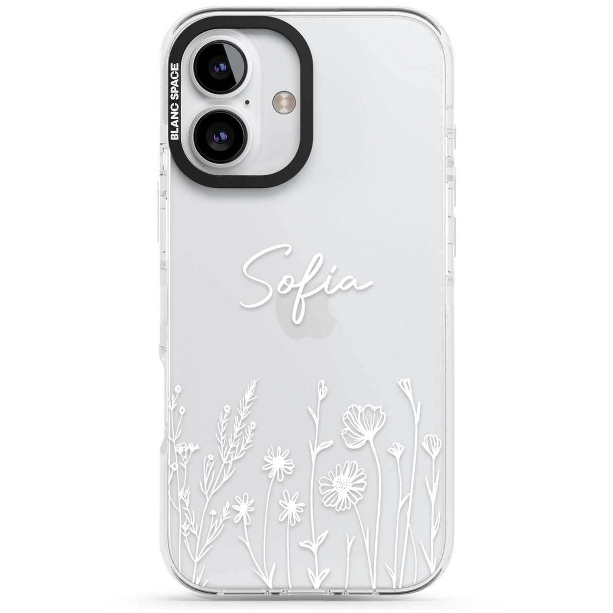 Personalised White Wildflowers Impact Phone Case for iPhone 16, iPhone 16 Plus