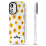 iPhone 16 Pro Max Personalised Sunflowers & Cursive Black Impact Phone Case