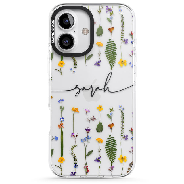 iPhone 16 Pro Max Personalised Wildflower Floral Black Impact Phone Case