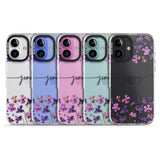 iPhone 16 Pro Max Personalised Purple Violets Black Impact Phone Case