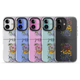 iPhone 16 Pro Max Personalised Wildflower Floral Stripe Personalised Black Impact Phone Case