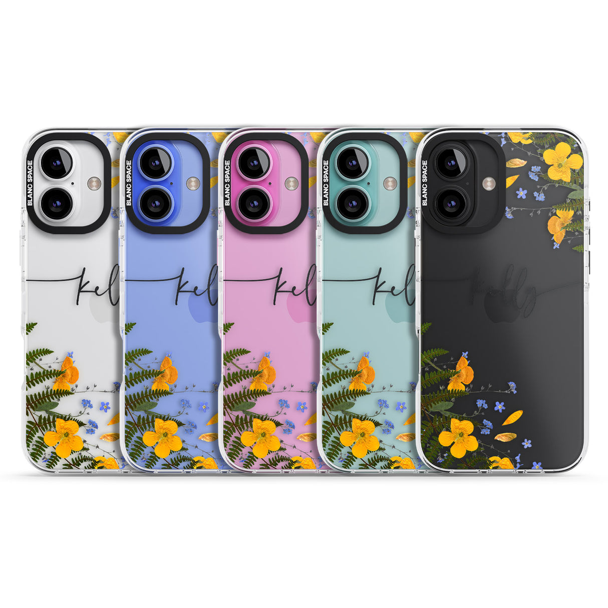 iPhone 16 Pro Max Personalised Ferns & Wildflowers Black Impact Phone Case