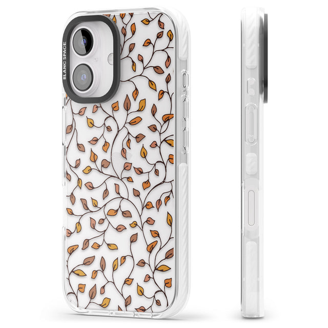 iPhone 16 Pro Max Personalised Autumn Leaves Pattern Black Impact Phone Case