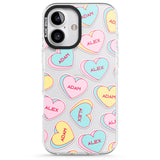 iPhone 16 Pro Max Personalised Text Love Hearts Black Impact Phone Case