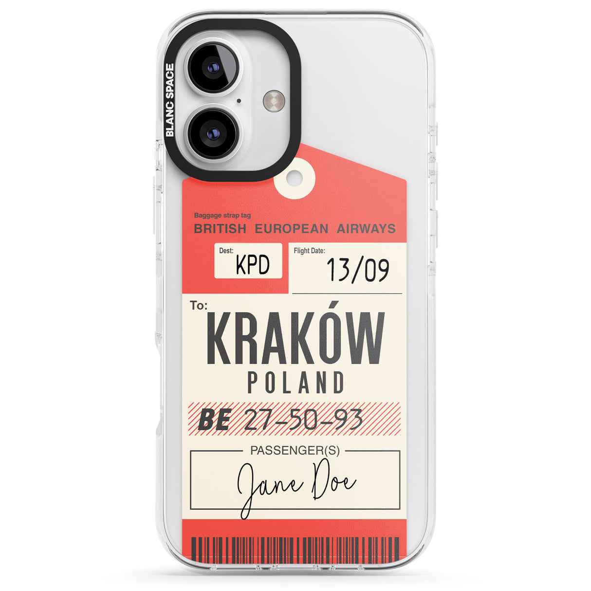 iPhone 16 Pro Max Personalised Vintage BEA Luggage Tag Black Impact Phone Case