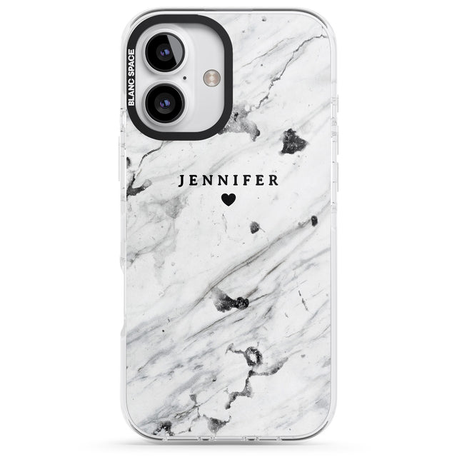 iPhone 16 Pro Max Personalised Black & White Marble Texture Black Impact Phone Case