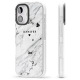 iPhone 16 Pro Max Personalised Black & White Marble Texture Black Impact Phone Case