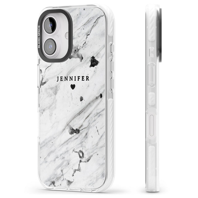 iPhone 16 Pro Max Personalised Black & White Marble Texture Black Impact Phone Case