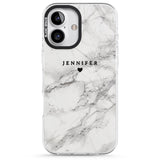 iPhone 16 Pro Max Personalised Classic Grey Marble Black Impact Phone Case