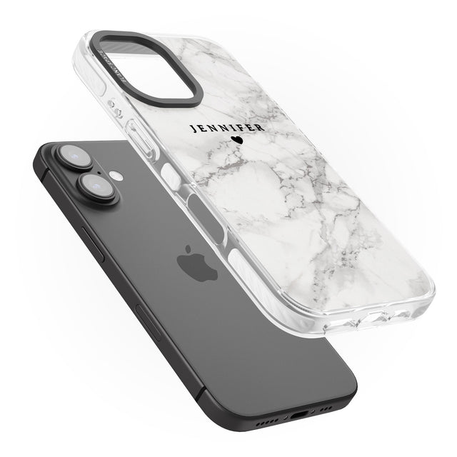 iPhone 16 Pro Max Personalised Classic Grey Marble Black Impact Phone Case