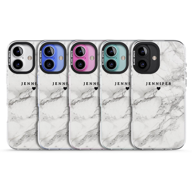 iPhone 16 Pro Max Personalised Classic Grey Marble Black Impact Phone Case