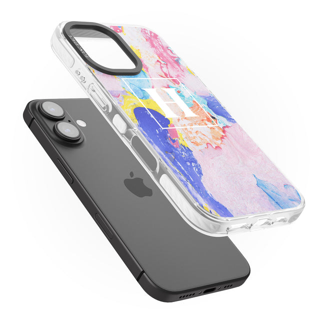 iPhone 16 Pro Max Personalised Mixed Pastels Marbled Paper Black Impact Phone Case