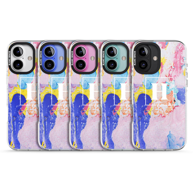 iPhone 16 Pro Max Personalised Mixed Pastels Marbled Paper Black Impact Phone Case