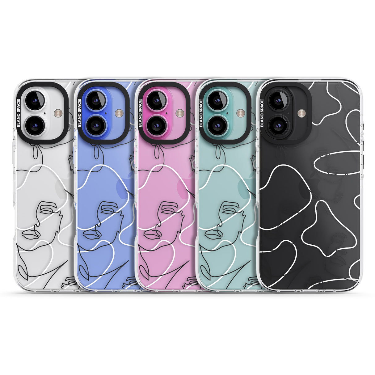 iPhone 16 Pro Max Personalised Abstract Faces Black Impact Phone Case