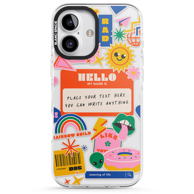 iPhone 16 Pro Max Personalised Nostalgia Sticker Mix #2 Black Impact Phone Case