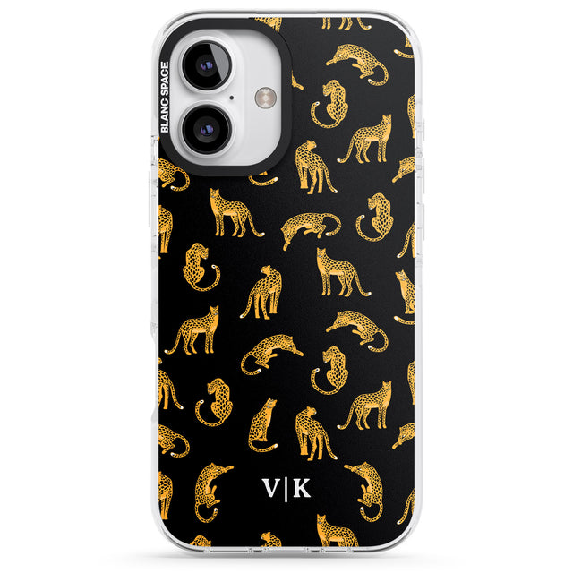 iPhone 16 Pro Max Personalised Cheetah Pattern: Black Black Impact Phone Case